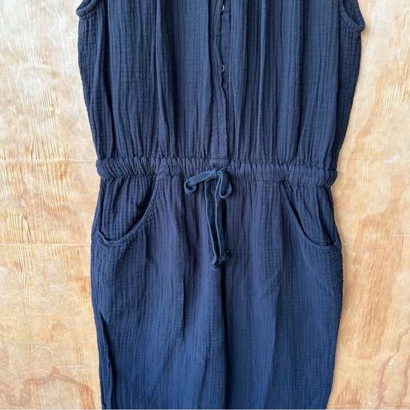 Xirena Loghan Black Cap Sleeve Gauze Straight Leg Tie Waist Jumpsuit - Picture 9 of 16